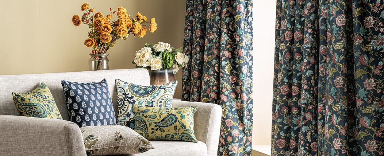 Elegant curtains in a bright Kolkata living room