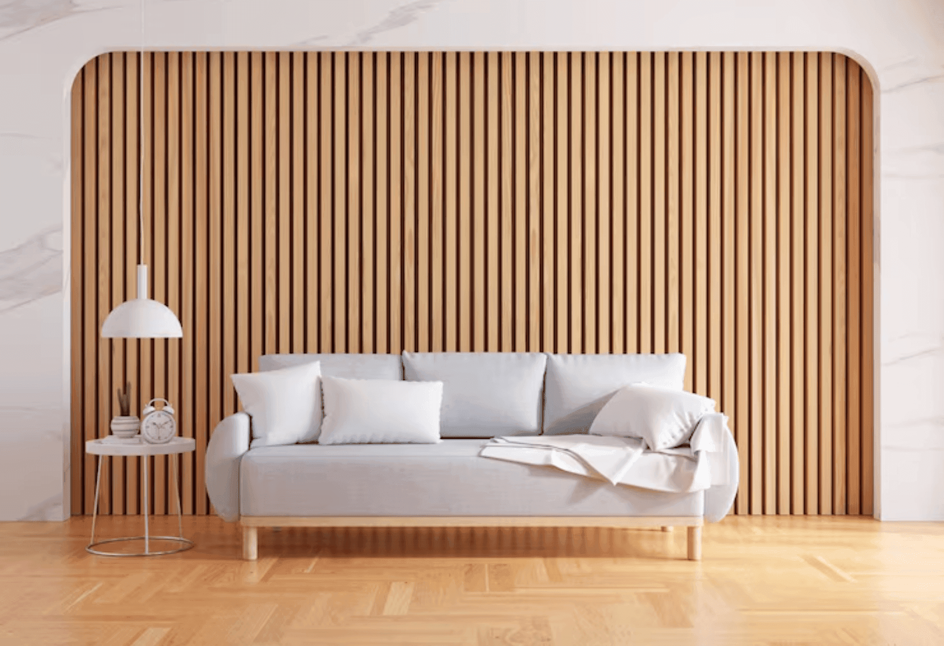 Modern louvre wall panels in a contemporary Kolkata interior